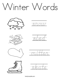 It is so impossible to pay outside in the playground for a long time. Winter Words Coloring Page Twisty Noodle