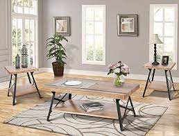 Log square patio dining table w/ benches. Harper Bright Designs Lindor Collection 3 Pieces Table Sets Contains Coffee Table 2 End Tables With Metal Legs Living Room Sets Rustic Brown Buy Online In Saint Vincent And The Grenadines At Saintvincent Desertcart Com Productid