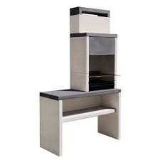 Barbecue Fixe En Beton Avec Cheminee Et Tablette Blanc Gris Sydney Cuisine Exterieure Barbecue Jardin Maison Facile