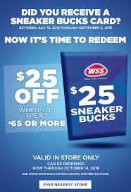 You can also visit any wss apparel store and inquire a cashier to check the balance for you. Shop Wss Time To Use Your Sneaker Bucks Card 25 Off 65 Or More Plus Special Offers Inside Milled
