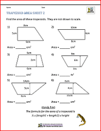 Math Worksheets Printable Trapezoid Area 2 In 2020 Math Worksheets Free Printable Math Worksheets Printable Math Worksheets