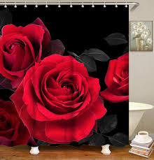 Serene 72 x 72 colorblocked embroidered shower curtain. Red And Black Shower Curtain Set Pasteurinstituteindia Com