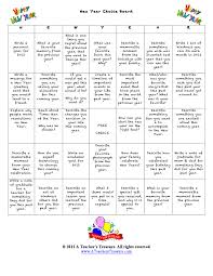New Year Choice Board Pdf Teaching Blogs Holiday Writing January Writing Prompts