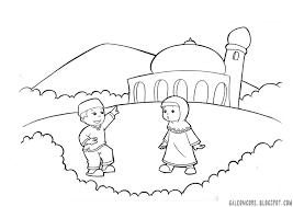 51 A Tema Anak Muslim 02 Moslem Children Mewarna Vector Jpg 1 500 1 061 Pixels Buku Mewarnai Kartun Gambar Kartun