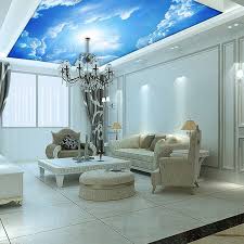 Fototapete schlafzimmer luxus benutzerdefinierte 3d decke. Kundenspezifische Wandbilder 3d Blue Sky Decke Tapete Wandbild Malerei 3d Decke Leder Muster Tapete Wohnzimmerlampe Decke Deckenarchitektur Weisse Tapete