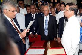Maithripala Sirisena sworn in as New President and Ranil as Prime Minister