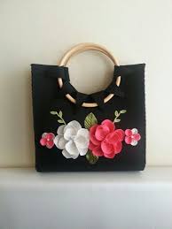 Canta Canta Kece Felt Gul Rose El Yapimi Is Cantasi Ayakkabi Cantasi Tahta Kulp Taht Bolsa De Feltro Artesanato Com Serapilheira Bolsas Artesanais