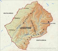 Lesotho map and satellite image. Lesotho Physical Map