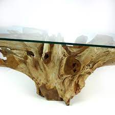 Through tree trunk coffee tables with glass top enhance room in your home much more welcoming. Large Rectangular Teak Root Trunk Coffee Table 100cm Glass Top Batu