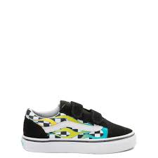 Vans Old Skool V Glow Flame Checkerboard Skate Shoe Little Kid Big Kid Black Flame