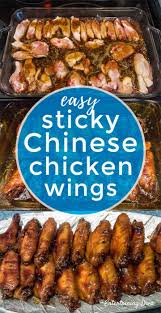 This Easy Baked Sticky Chinese Chicken Wings Recipe Is Made With Brown Sugar Soy Sau Chicken Wing Recipes Baked Chicken Wing Recipes Easy Chicken Wing Recipes