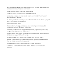 Yakni soal pilihan ganda dan esai. Teks Ceramah Kesihatan