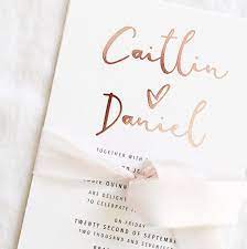 Rose Gold Foiled Wedding Invitation Whiteinkdesignco Foil Wedding Invitations Rose Gold White Wedding Rose Gold Wedding Invitations