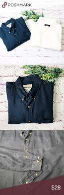 2 Linen Long Sleeve Button Eddie Bauer Alfani M L Clothes Design Eddie Bauer White Linen Shirt