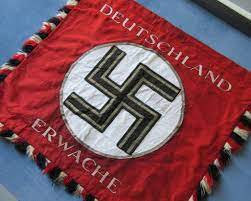 An nsdap standard of the sa bodensee deutschland erwache, with carrying bag the standard composed of an eagle, the tip of the standard, the pole, two long cords at the sides, the standard cloth and a protective cover for the standard tip. Ww2 German Soviet Allied Militaria Uniforms Awards Weapons History War Relics Forum