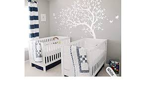 White cribs (37) white storage & organization (37) white hampers (36) white baby dressers (33) white baby mattresses (16) white changing tables (12) white bassinets & cradles (10) white nursery gliders, rockers & ottomans (9) white moses baskets (3) Amazon Com Nursery White Tree Wall Decal Baby Room Tree Wall Mural Wall Decor Tattoo Kw032 Handmade