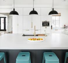 Alpha home 24 bar stool counter height bar stools with footrest pu leather backless kitchen dining cafe chair with thick cushion & sturdy. Blue Metal Tolix Stools At Gray Island Transitional Kitchen