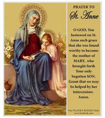 FEAST OF ST ANNE Saturday 26th July.** The Feast of St Anne this year falls 