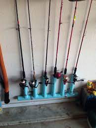 Pvc Fishing Rod Pole Holder Mounted To The Wall And Out Of The Way No More Tangles Fishing Lures Display Fishing Storage Fishing Pole Holder