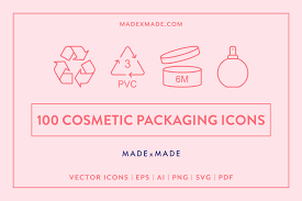 Svg, png, and html formats; Made X Made Cosmetic Packaging Icons