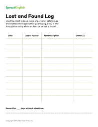 Lost And Found Log Template Word Template Templates Lost Found