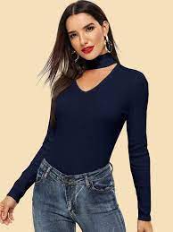 Orders $125+ and all international orders over $250. Shein Choker Neck Rib Knit Top Rib Knit Top Knit Top Rib Knit