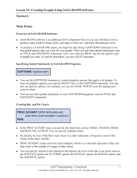 Lesson 15 Creating Graphs Using Sas Graph Software Summary