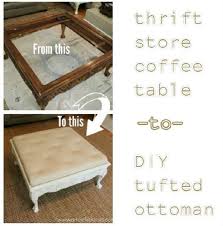 How to make an upholstered tufted ottoman. Diy Tufted Ottoman Coffee Table Before And After