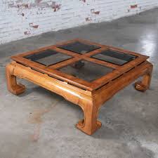 The accent piece you're looking for Chinoiserie Chow Leg Ming Style Large Square Coffee Table Attributed To Schnadig Intl Furniture Warehouse 414