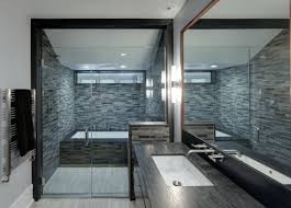 Delicate pink and dark ivy green make one enchanting color scheme. Gray Modern Bathroom Ideas Houzz