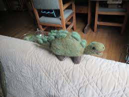 Green Dino, Stegosaurus Figure, Felted Dinosaur