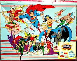 A Personal Favorite From My Etsy Shop Https Www Etsy Com Listing 569195169 Super Powers Vintage Jigsaw Puzzle 197 Super Powers Floor Puzzle Comic Book Heroes