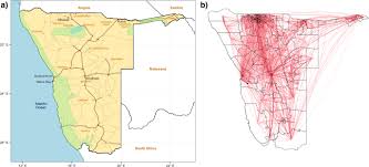 The north western area of damaraland and kaokoland as well as the north eastern area of the caprivi, okavango and bushmanland. Using Mobile Phone Data To Reveal Risk Flow Networks Underlying The Hiv Epidemic In Namibia Nature Communications