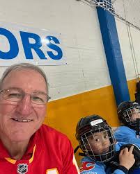We've got another Jr. Flames session today with the Flames Foundation and  Hockey Calgary! Tim Hunter was at the rink to help out with this morning's  skate!