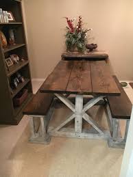 Handmade Farmhouse Table With Benches Farmhouse Table With Bench Farmhouse Dining Table Handmade Home Decor