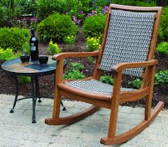All Weather Textured Half Round Wicker Brazilian Eucalyptus Rocking Chair In Grey T Outdoor Wicker Rocking Chairs Outdoor Rocking Chairs Wood Rocking Chair
