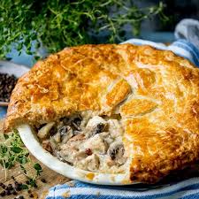 My Chicken And Mushroom Pie Is Proper Comfort Food Encased In Buttery Puff Pastry And Made Extra Spe In 2020 Chicken And Mushroom Pie Mushroom Pie Chicken Pie Recipe