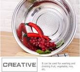 Amazon.com: Hemoton Stainless Steel Rice Strainer Bowl 8.66 ...