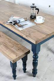 Farmhouse Dining Table And Bench Set Rustic Kitchen Table Thick Reclaimed Top Handmade In Any Size Rustic Kitchen Tables Farmhouse Dining Table Painted Kitchen Tables