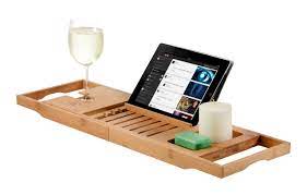 Bathtub tray caddy, bathtub shelf table, clawfoot tub accessories, luxury natural wooden bathtub tray with soap box, bath towel holder, wine glass holder, reading rack, tablet holder, phone tray etc. Bambusi Premium Bamboo Bathtub Tray Caddy Wood Bath Tray Expandable With Book Wine Holder Ideal Gift For Loved Ones Buy Online In Hungary At Desertcart Hu Productid 15915403