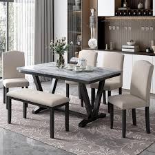 Wooden Marbled Veneers Dining Table