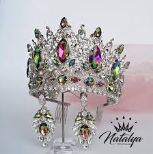 Weddinq Crystal Crown Earrings Silver Crown Tiara Bridal Headpiece Headband Taira For Weddings Crystal Bridal Tiaras Crystal Crown Tiaras And Crowns