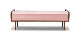 Ansa Blush Pink Bench Benches Article Modern Mid Century And Scandinavian Furniture Pink Bench Mid Century Bench Bedroom Bench Modern