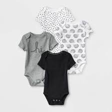 Baby 4pk Short Sleeve Bodysuit Cloud Island Black White Short Sleeve Bodysuit Gender Neutral Clothes Baby Long Sleeve