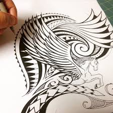 Mulpix Designing A Pegasus Polynesian Tattoo For A Female Rib Torso Samoan Maori Design I M Realising I M Not A Tatto Tattoos Maori Tattoo Samoan Tattoo