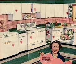 This Crosley Kitchen Gets On Our Favorites List It Shows The Cheery Pastels That Became So Preva Metal Kitchen Cabinets Steel Kitchen Cabinets Vintage Kitchen