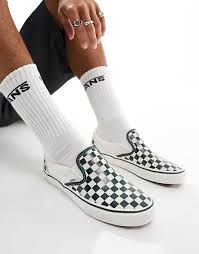ClassicfuncenterShops | Matt vans Classic slip on sneakers in green  checkerboard | sneakers Matt vans hombre talla 38