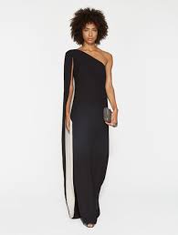 Halston Heritage One Shoulder Color Blocked Gown Black Champagne Modesens In 2020 Halston Heritage Dress Halston Heritage Gown Off One Shoulder Dress