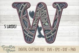 Download Letter W 3d Layered Alphabet Mandala Svg Eps Png Dxf 719620 Cut Files Design Bundles