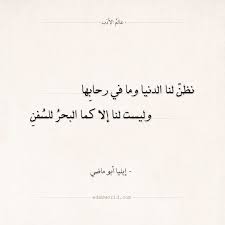 نظن لنا الدنيا وما في رحاب ها إيليا أبو ماضي عالم الأدب Quotations Arabic Calligraphy